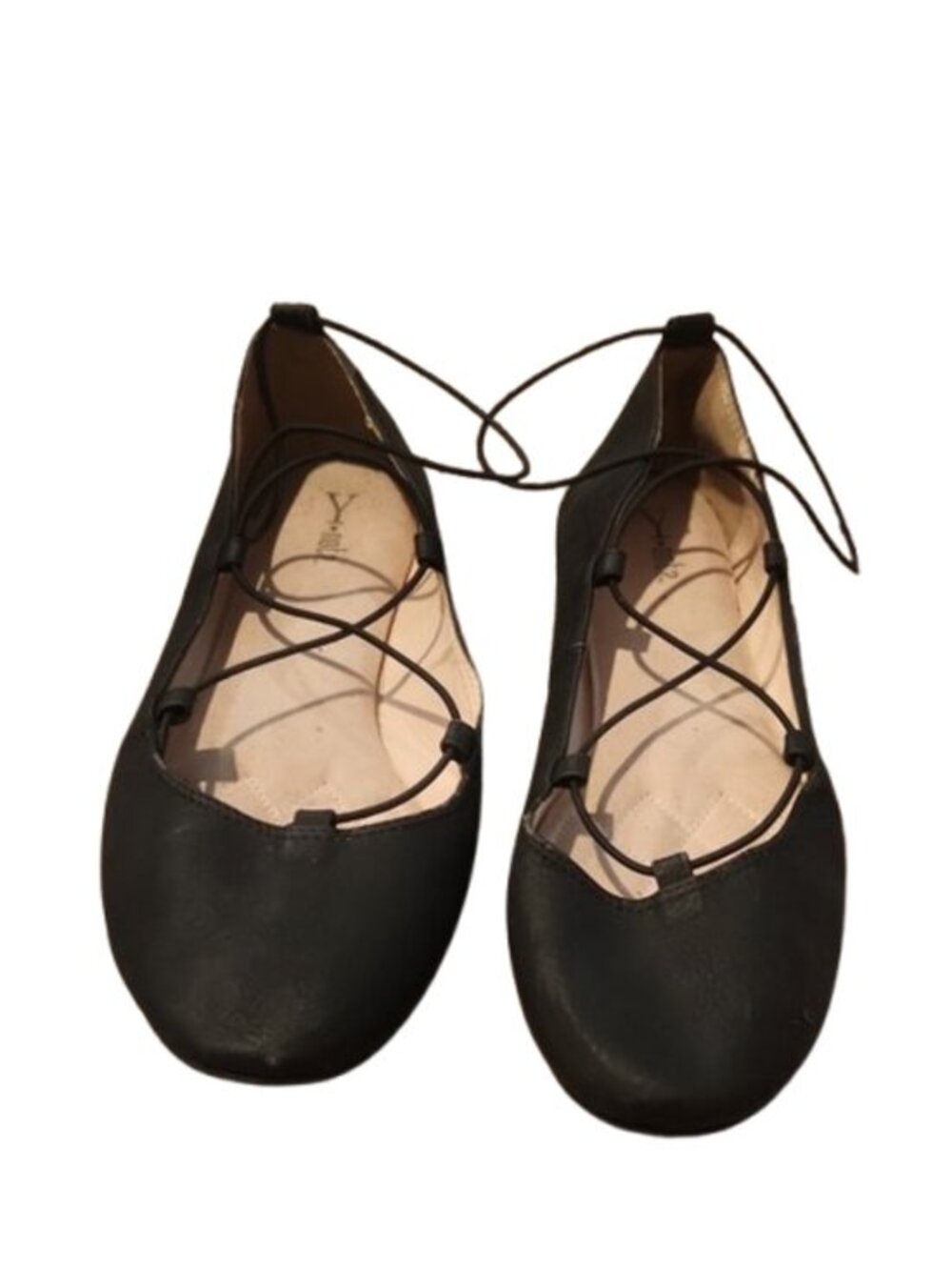 [Y Not?] Women’s Black Lace-Up Ballet Flats - Size 11M